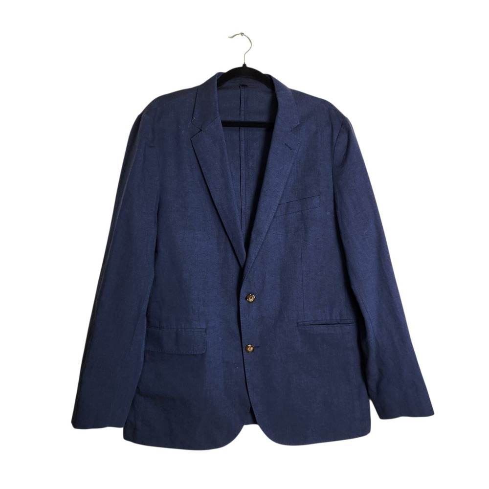 J.Crew Ludlow Slim Blazer 42L Navy Blue Somelos Cotton Linen Sport Coat